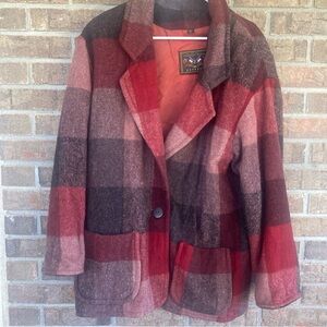 Express French Country Wool Lined Plaid Women's Jacket - Red and Black Medium
